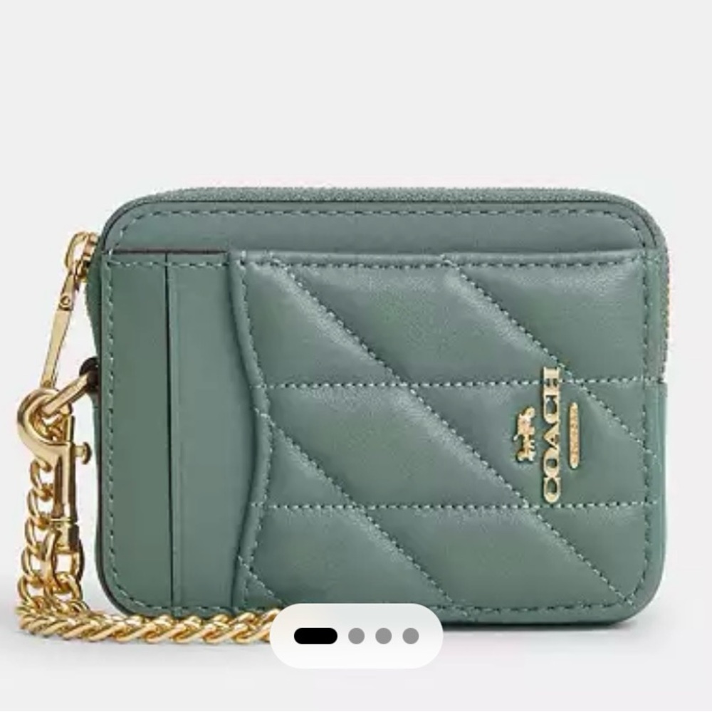Coach Zip Card Case With Quilting NWT
